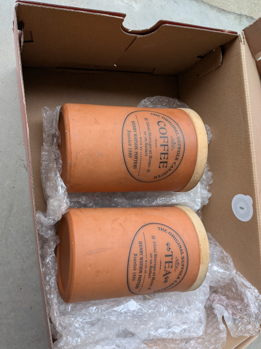 Henry Watson Pottery Original Suffolk Canister Coffee & Tea Pair